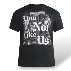 ODM Art Cats Graphic Tee You Not Like Us 100% Cotton Black NWT